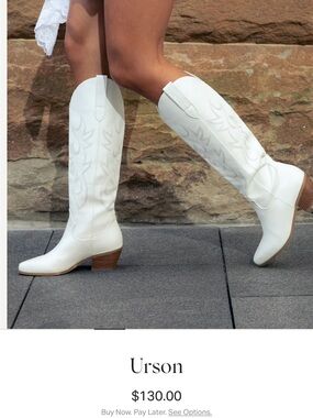 Billini Urson White Western Knee-High Heeled Boots - Size 8